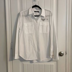 Ralph lauren crisp white shirt with embellishment. Size XL